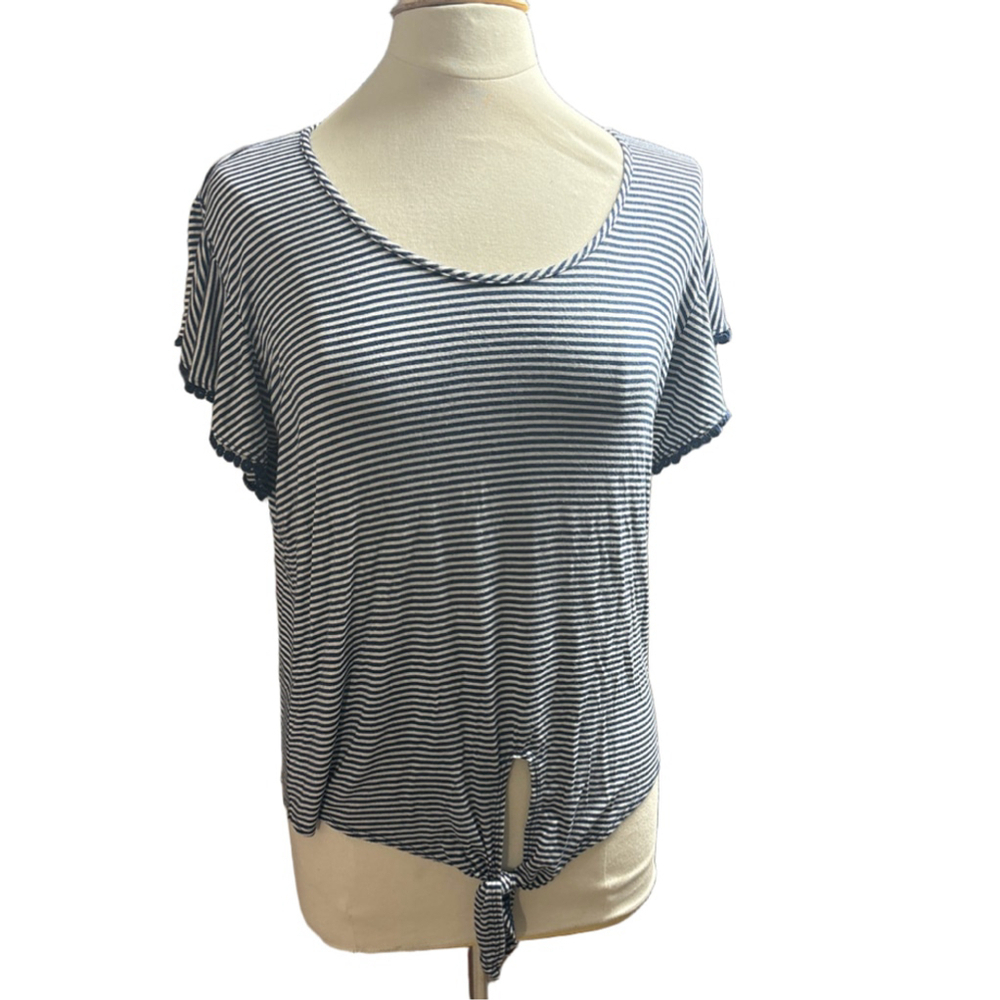 Women's Pebble and Rose Blue & White Striped Top Size Large